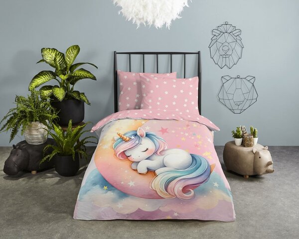 Ružičasta pamučna dječja posteljina za krevet za jednu osobu 140x200 cm Molly – Good Morning