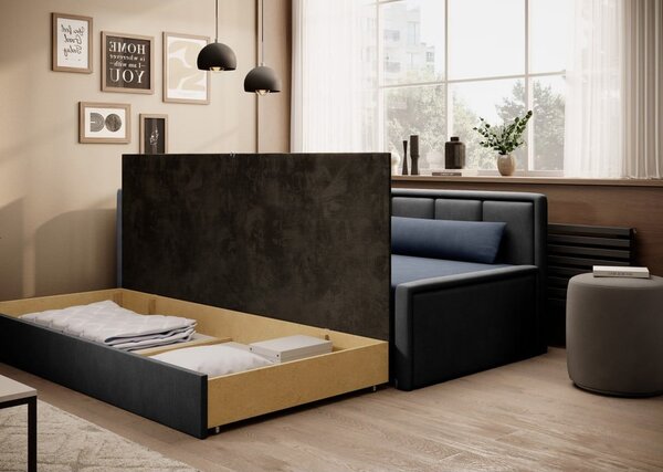 Plava/siva sklopiva/s prostorom za odlaganje sofa od šenila 214 cm Fulgeo – ELTAP