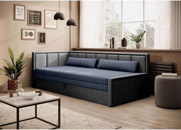 Plava/siva sklopiva/s prostorom za odlaganje sofa od šenila 214 cm Fulgeo – ELTAP