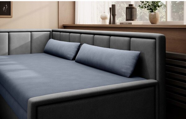 Plava/siva sklopiva/s prostorom za odlaganje sofa od šenila 214 cm Fulgeo – ELTAP