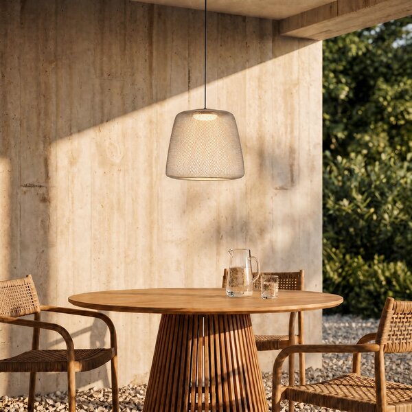 Lucande Korvyn vanjska viseća LED svjetiljka, siva, Ø 50 cm, s postupnim, prigušiva, Sivo, Metal
