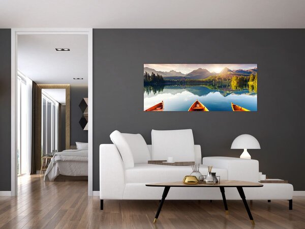 Slika - Jezero sa čamcima (120x50 cm)