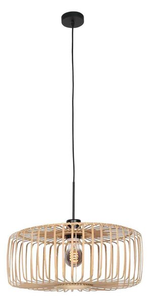 Steinhauer Luster-svjetiljka Sparkled Light, crna/prirodni bambus, Ø 60 cm, prigušiva, Crno, Dnevni boravak/blagovaonica, Bambus