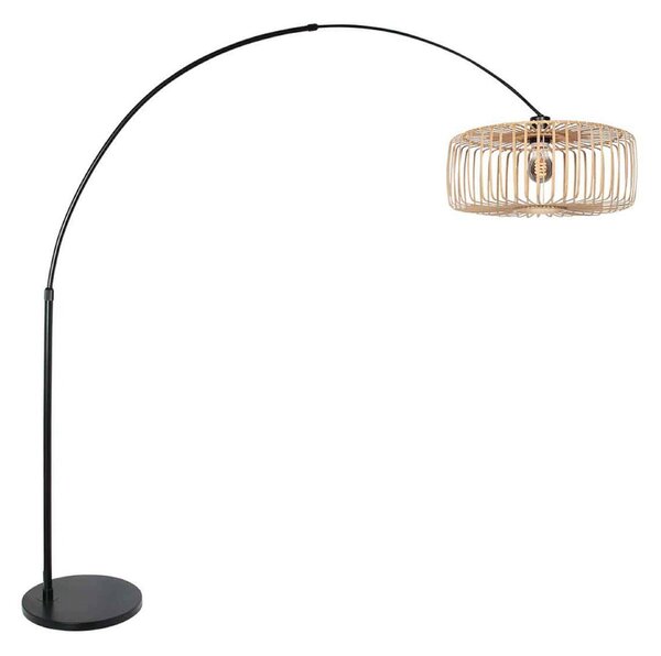 Steinhauer Zakrivljena podna lampa Sparkled Light, crna/prirodni bambus, 240 cm, Crno, Dnevni boravak/blagovaonica, Metal