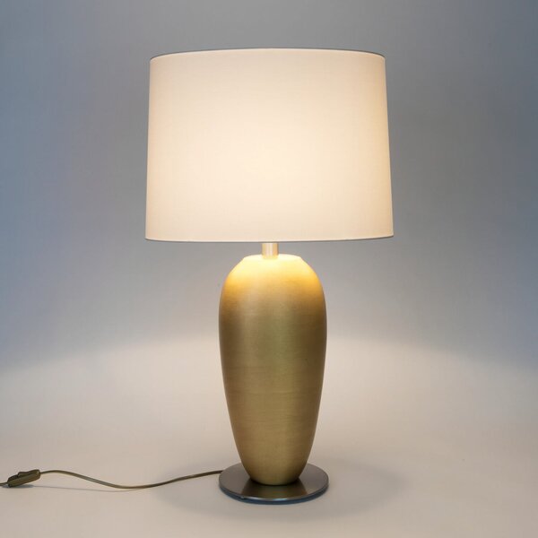 Holländer OMEGA OVAL stolna lampa, zlatna/slonova koža, visina 77 cm, keramika, E27, Zlato / mjed, Dnevni boravak/blagovaonica, Keramika