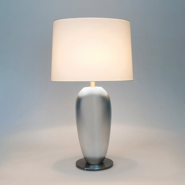 Holländer LAMBDA OVAL stolna lampa, srebrna/slonovača, visina 77 cm, keramika, E27, Metalik, Dnevni boravak/blagovaonica, Keramika