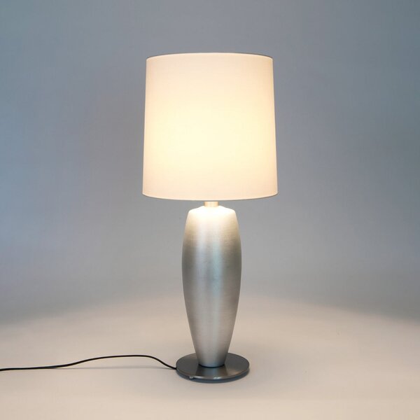 Holländer Stolna lampa SIGMA SOTTILE, srebrno/bijela, visina 68 cm, keramika, E27, Metalik, Dnevni boravak/blagovaonica, Keramika