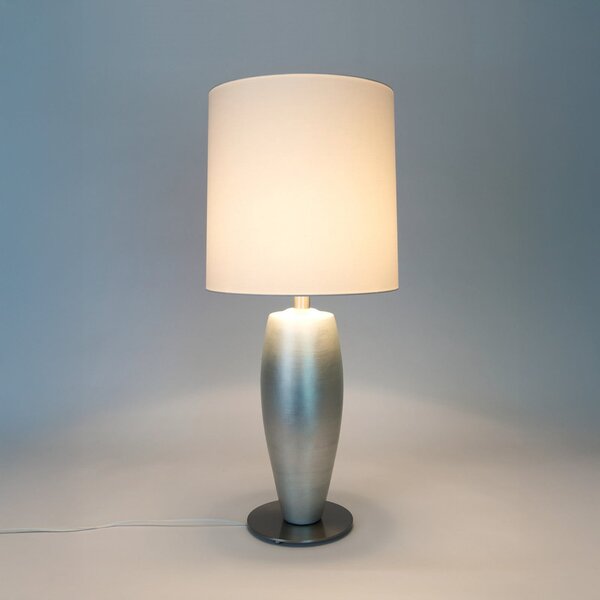 Holländer Stolna lampa OMEGA SOTTILE, srebrno/bijela, visina 80 cm, keramika, E27, Metalik, Dnevni boravak/blagovaonica, Keramika