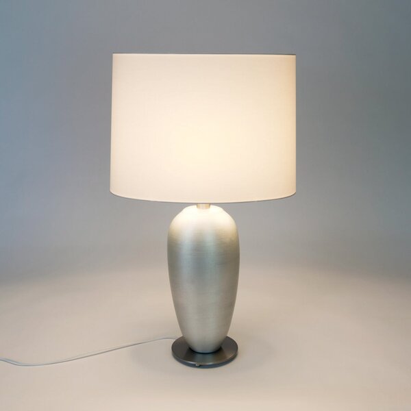 Holländer OMEGA OVAL stolna lampa, srebrna/bijela, visina 65 cm, keramika, E27, Metalik, Dnevni boravak/blagovaonica, Keramika