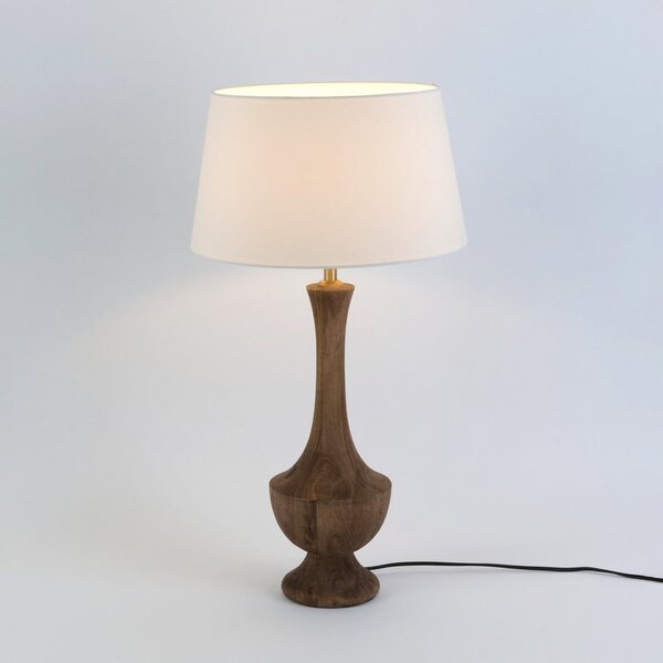 Holländer Stolna lampa SUBASIO, prirodna/ecru, visina 50 cm, drvo manga, E27, Drvo, Dnevni boravak/blagovaonica, Drvo