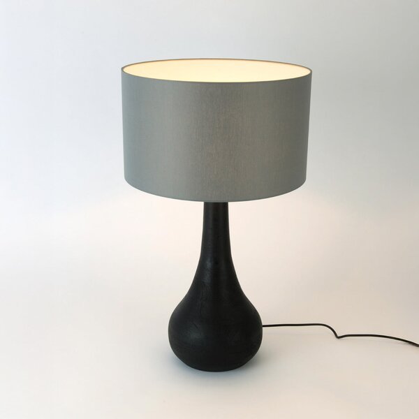 Holländer Stolna lampa RODOLFO, crna/siva, visina 63 cm, drvo/čintz, Crno, Dnevni boravak/blagovaonica, Drvo