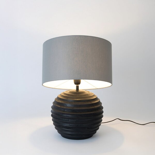 Holländer Stolna lampa GIOACCHINO, crna/siva, visina 50 cm, drvo/čintz, Crno, Dnevni boravak/blagovaonica, Drvo