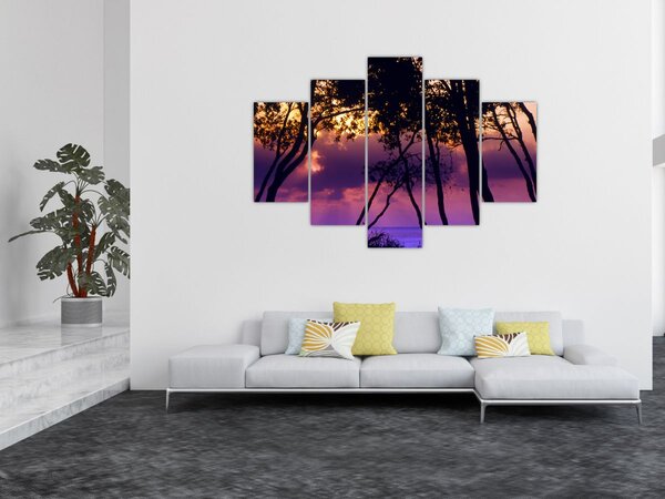 Slika - Drveće u zalasku sunca (150x105 cm)