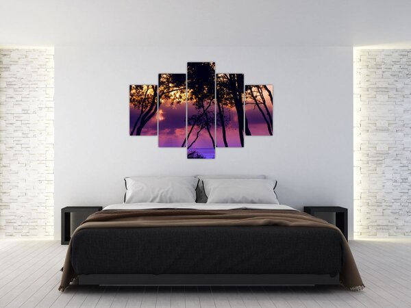 Slika - Drveće u zalasku sunca (150x105 cm)