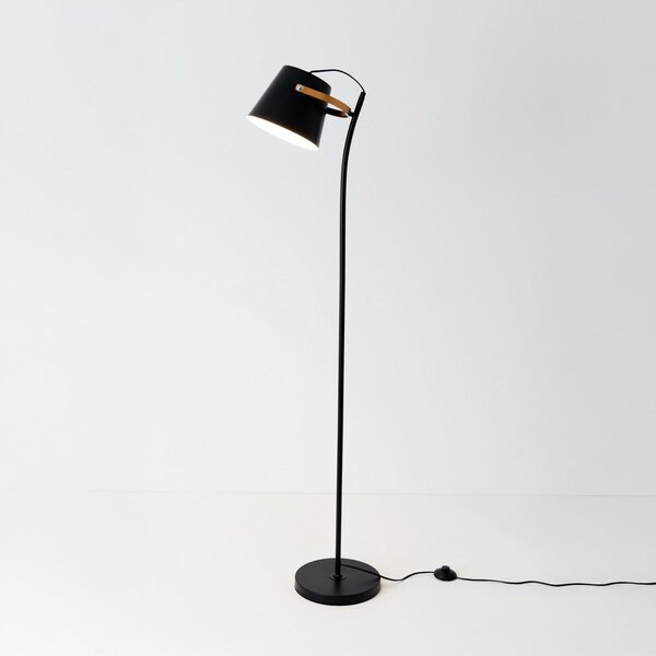 Holländer Podna lampa ESPERTO, crna, visina 143 cm, metal, E27, Crno, Dnevni boravak/blagovaonica, Metal