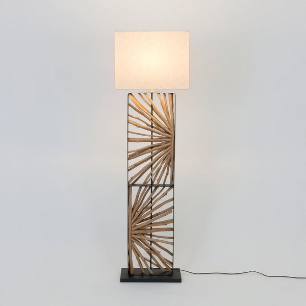 Holländer Podna lampa MONTE ISOLA, prirodna/bež, visina 160 cm, drvo/tkanina, Bež, Dnevni boravak/blagovaonica, Drvo