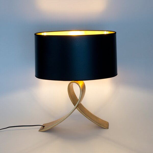 Holländer Stolna lampa CICLO OVAL, crna i zlatna, 52 cm, metal plastika, Crno, Dnevni boravak/blagovaonica, Metal