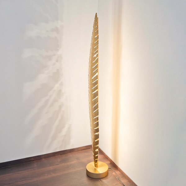 Holländer Podna lampa PIETRO, zlatne boje, visina 152 cm, metal, 6 x G4, Zlato / mjed, Dnevni boravak/blagovaonica, Metal