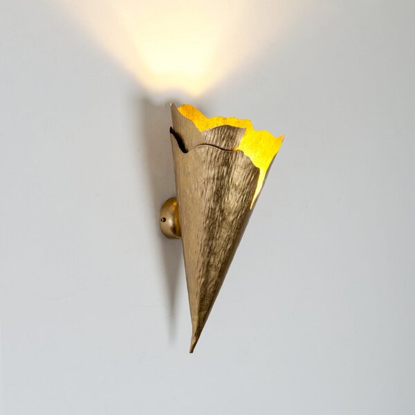 Holländer Zidna lampa GINGKO QUATTRO, zlatne boje, visina 31 cm, metal, G9, prigušiva, Zlato / mjed, Dnevni boravak/blagovaonica, Metal