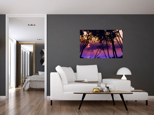 Slika - Drveće u zalasku sunca (90x60 cm)