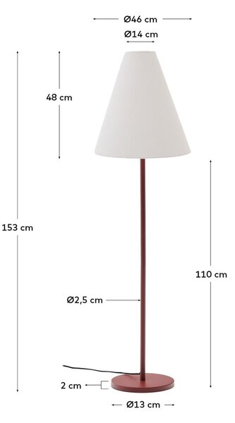 Stojeća svjetiljka boja terakote s tekstilnim sjenilom (visina 153 cm) Navat – Kave Home