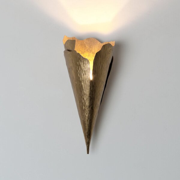 Holländer Zidna lampa GINGKO QUATTRO, zlatne boje, visina 31 cm, metal, G9, prigušiva, Zlato / mjed, Dnevni boravak/blagovaonica, Metal