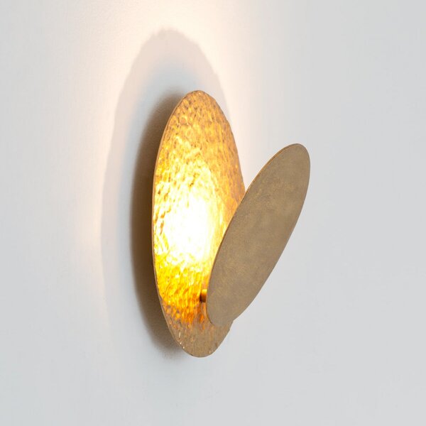 Holländer LED zidna svjetiljka CORONARE, Ø 26 cm, zlatne boje, metal, prigušiva, prigušiva, Zlato / mjed, Dnevni boravak/blagovaonica, Metal