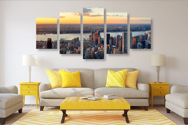 5-dijelna slika panorama grada New York