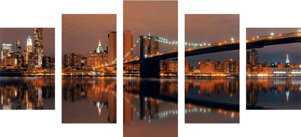 5-dijelna slika odsjaj Manhattana u vodi