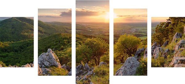 5-dijelna slika priroda obasjana suncem