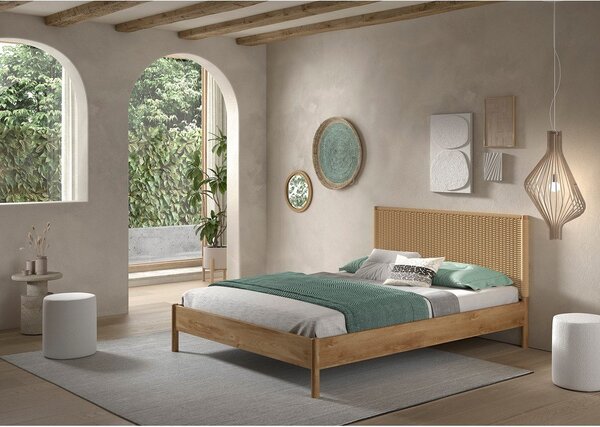 Bračni krevet od punog hrasta bez podnice 160x200 cm u prirodnoj boji Olive Rope – Vipack