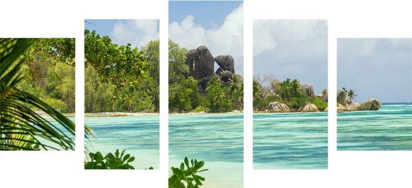 5-dijelna slika prekrasna plaža na otoku La Digue
