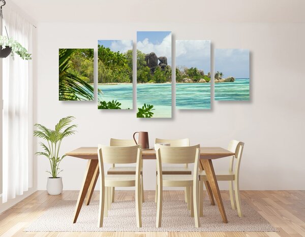 5-dijelna slika prekrasna plaža na otoku La Digue