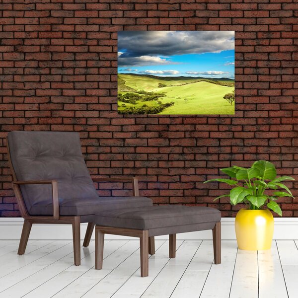 Slika - Zeleni krajolik s brdima (70x50 cm)
