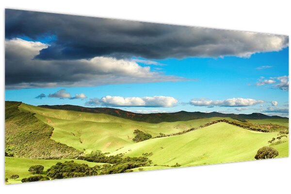 Slika - Zeleni krajolik s brdima (120x50 cm)