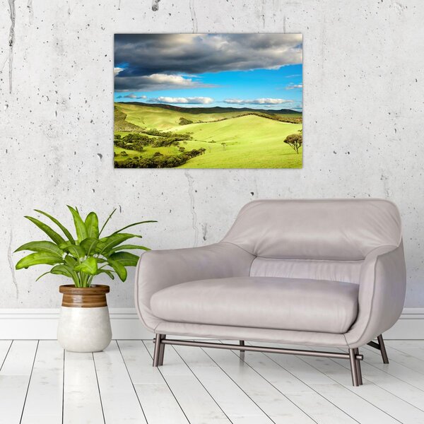 Slika - Zeleni krajolik s brdima (70x50 cm)
