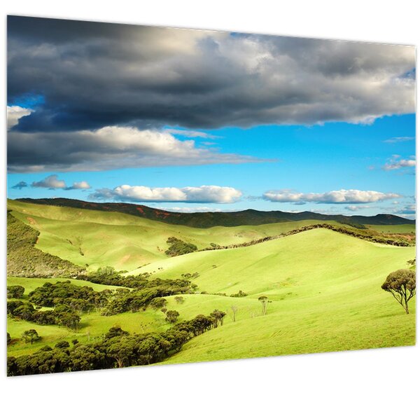 Slika - Zeleni krajolik s brdima (70x50 cm)