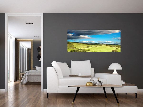 Slika - Zeleni krajolik s brdima (120x50 cm)