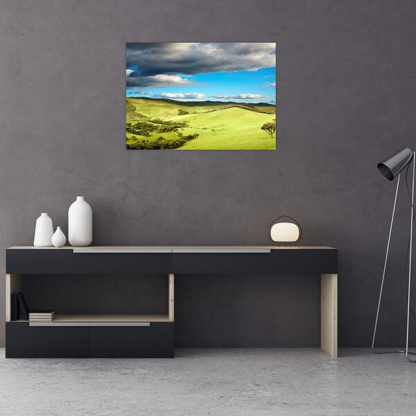 Slika - Zeleni krajolik s brdima (70x50 cm)