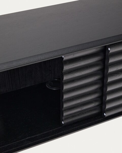 Crna TV komoda u dekoru hrasta 200x57x35 cm Lenon – Kave Home