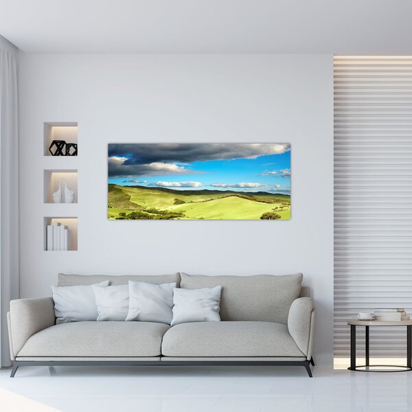 Slika - Zeleni krajolik s brdima (120x50 cm)