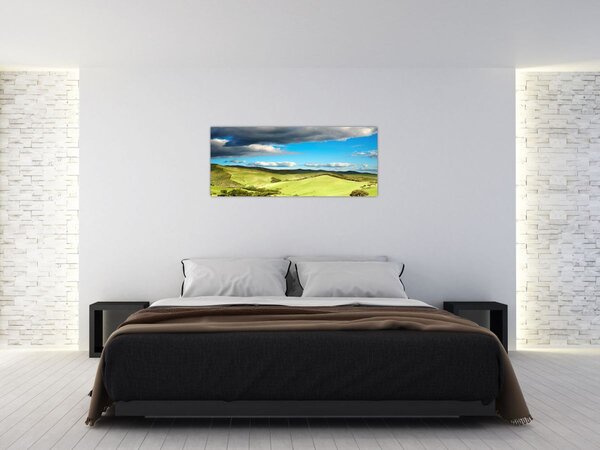 Slika - Zeleni krajolik s brdima (120x50 cm)