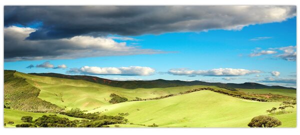 Slika - Zeleni krajolik s brdima (120x50 cm)