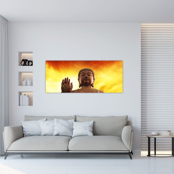 Slika - Buda s crvenom i žutom pozadinom (120x50 cm)