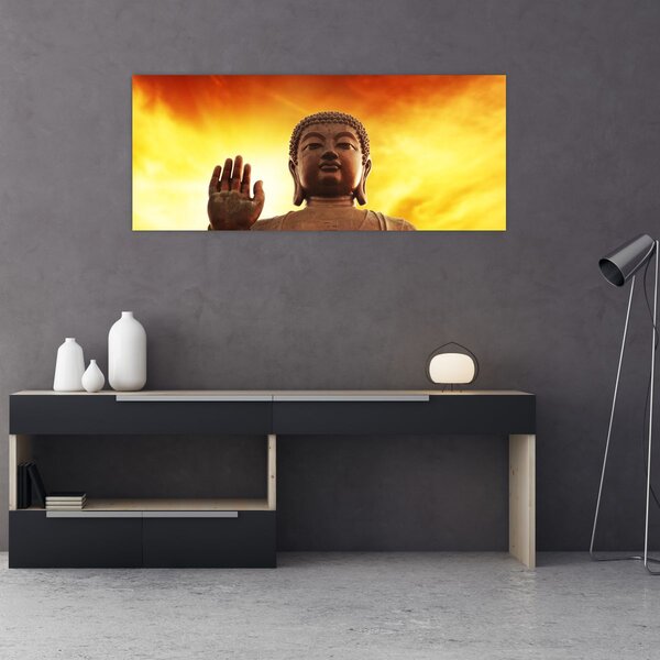 Slika - Buda s crvenom i žutom pozadinom (120x50 cm)