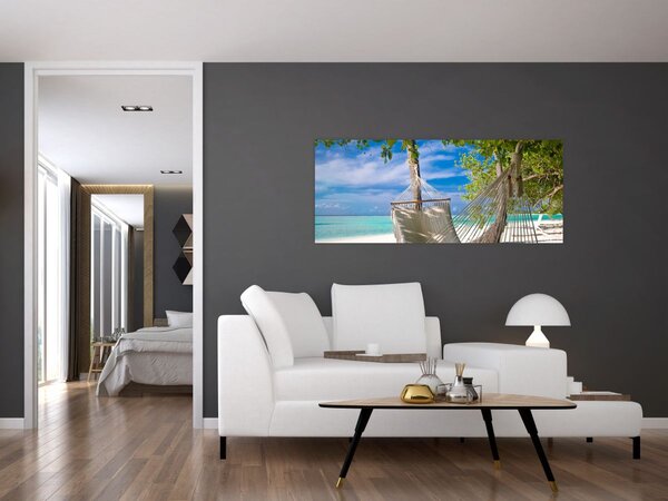 Slika - Viseća mreža na plaži (120x50 cm)