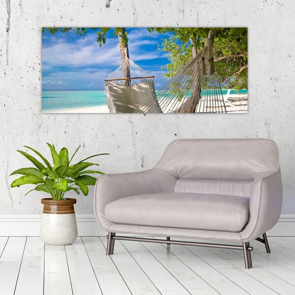 Slika - Viseća mreža na plaži (120x50 cm)