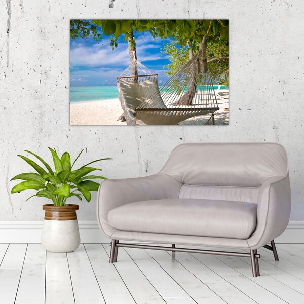 Slika - Viseća mreža na plaži (90x60 cm)