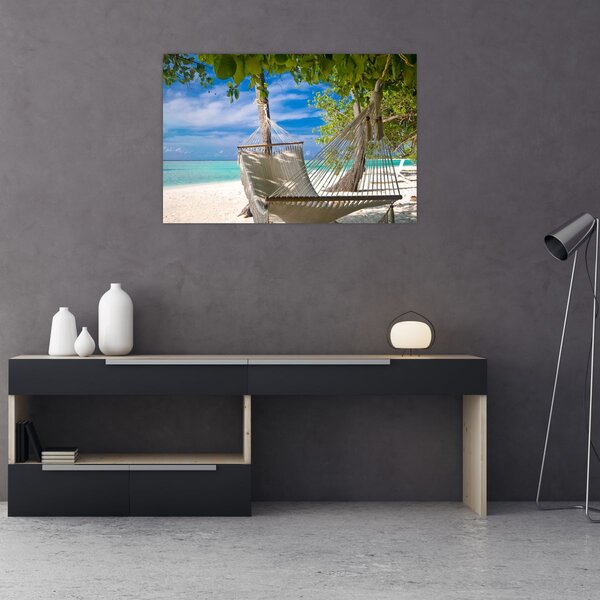 Slika - Viseća mreža na plaži (90x60 cm)
