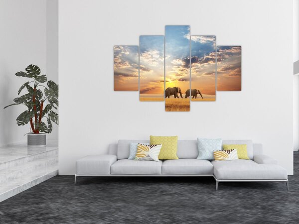 Slika - Slonovi lutaju savanom (150x105 cm)